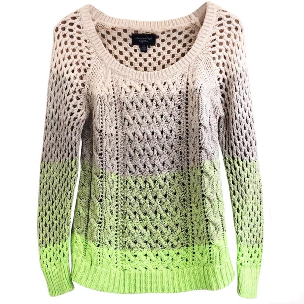 American Eagle Ombre Cable Knit Pullover Sweater